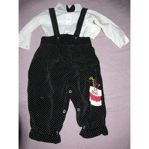 nwt vintage JC Penney Christmas drum suspender pant, shirt, bowtie set boy 12 m